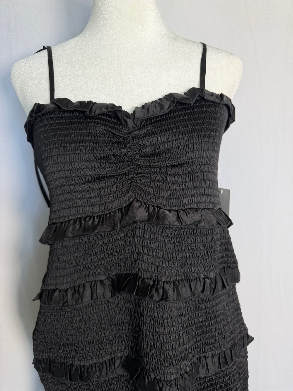 NWT Show Me Your MuMu Stella Black Smocked Midi Dress Size XL Party Guest - Picture 3 of 11